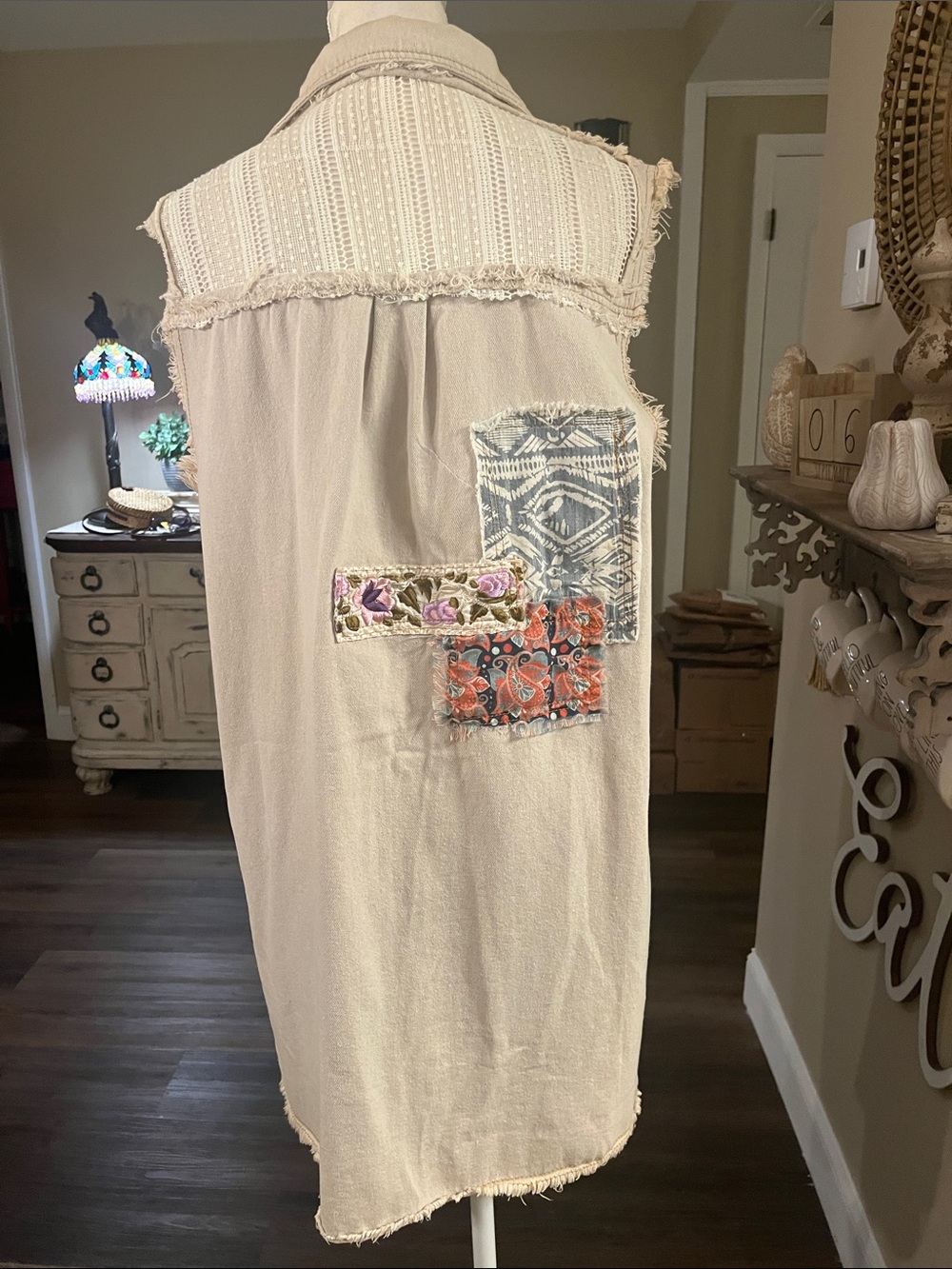 POL Beige Patchwork Midi Shirt Dress - Picture 2 of 11